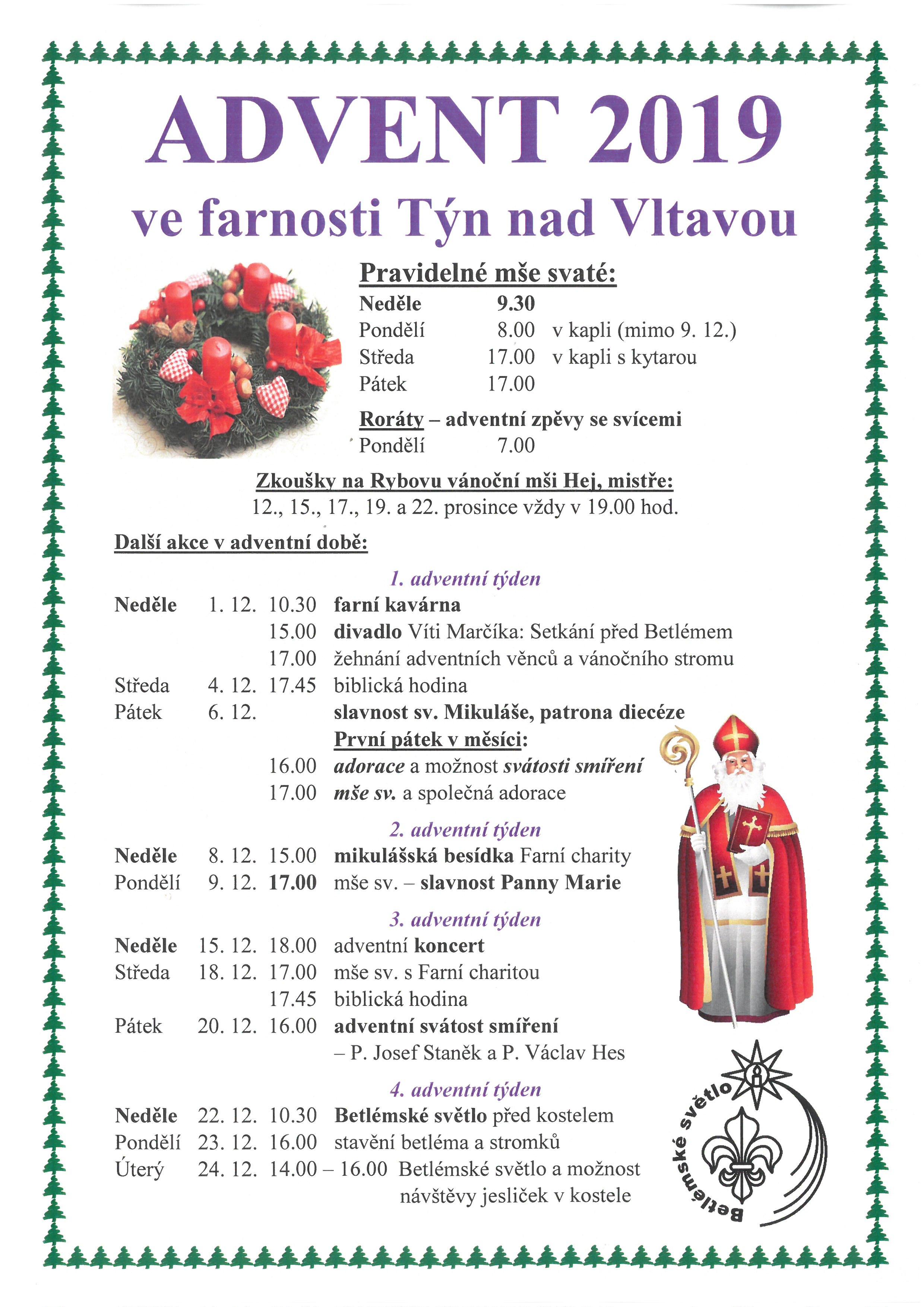 Advent 2019 ve farnosti Týn nad Vltavou